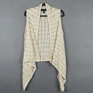 XXI Sweater Vest Womens Medium Beige Open Front Knit Boho Sleeveless Cardigan